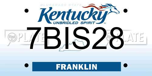 7BIS28 Kentucky License Plate