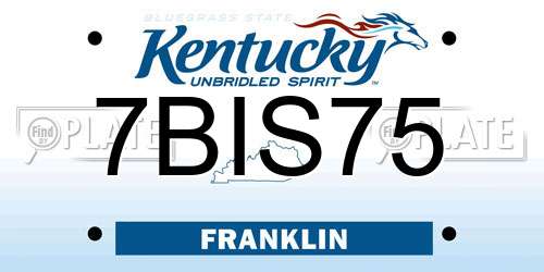 7BIS75 Kentucky License Plate