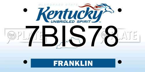 7BIS78 Kentucky License Plate