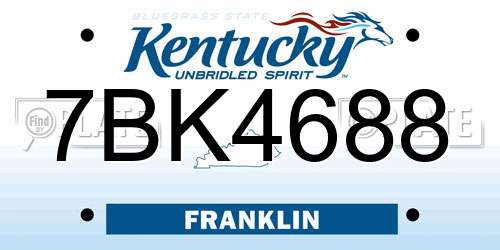 7BK4688 Kentucky License Plate