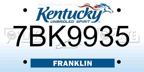 7BK9935 Kentucky License Plate