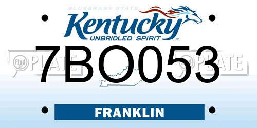 7BO053 Kentucky License Plate