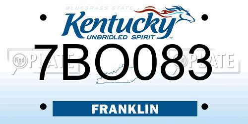 7BO083 Kentucky License Plate
