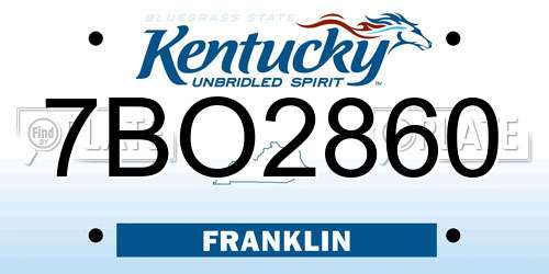 7BO2860 Kentucky License Plate