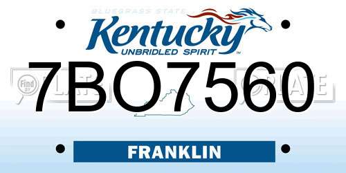 7BO7560 Kentucky License Plate