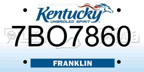 7BO7860 Kentucky License Plate
