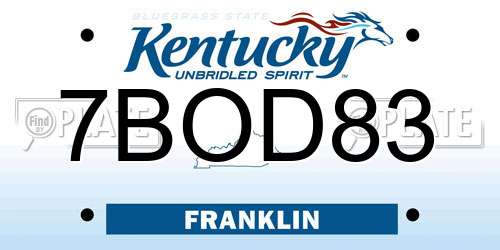 7BOD83 Kentucky License Plate