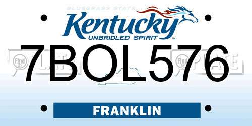 7BOL576 Kentucky License Plate