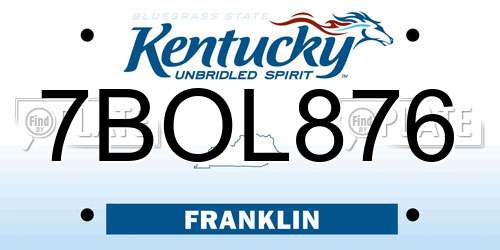 7BOL876 Kentucky License Plate