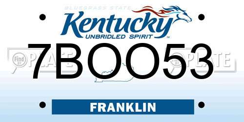 7BOO53 Kentucky License Plate