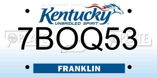 7BOQ53 Kentucky License Plate