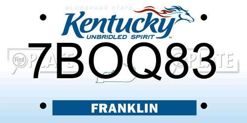 7BOQ83 Kentucky License Plate