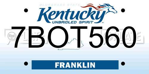 7BOT560 Kentucky License Plate