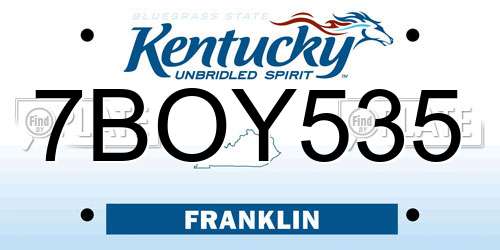 7BOY535 Kentucky License Plate