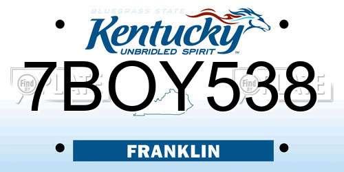 7BOY538 Kentucky License Plate