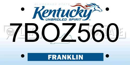 7BOZ560 Kentucky License Plate