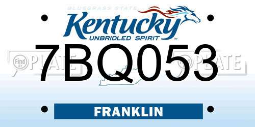 7BQ053 Kentucky License Plate