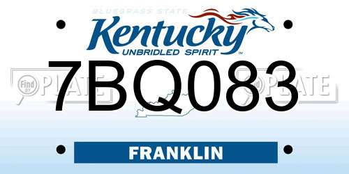 7BQ083 Kentucky License Plate