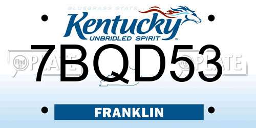 7BQD53 Kentucky License Plate