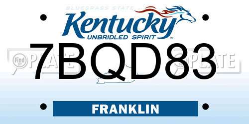 7BQD83 Kentucky License Plate
