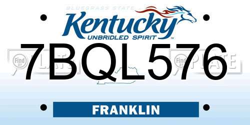 7BQL576 Kentucky License Plate