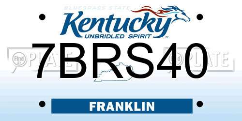 7BRS40 Kentucky License Plate