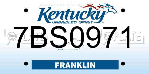 7BS0971 Kentucky License Plate