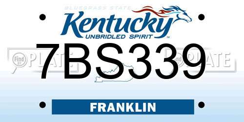 7BS339 Kentucky License Plate