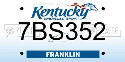 7BS352 Kentucky License Plate