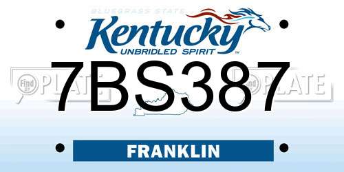 7BS387 Kentucky License Plate
