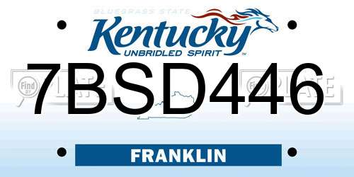 7BSD446 Kentucky License Plate
