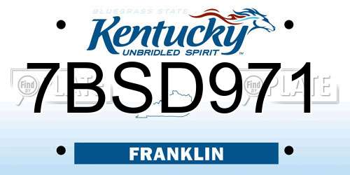 7BSD971 Kentucky License Plate