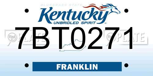 7BT0271 Kentucky License Plate