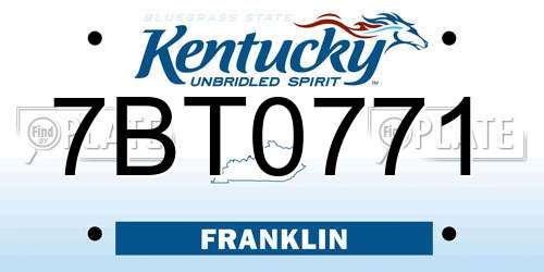 7BT0771 Kentucky License Plate