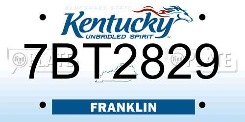 7BT2829 Kentucky License Plate