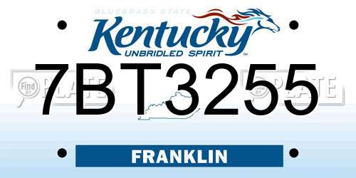 7BT3255 Kentucky License Plate