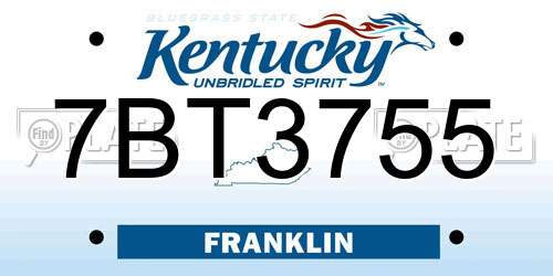 7BT3755 Kentucky License Plate
