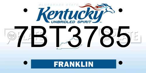 7BT3785 Kentucky License Plate