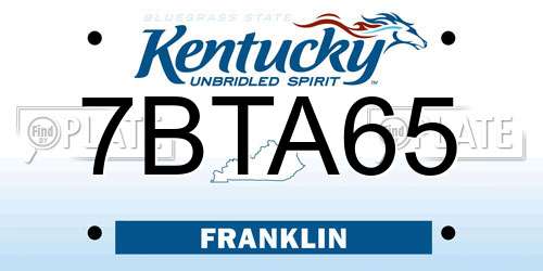 7BTA65 Kentucky License Plate