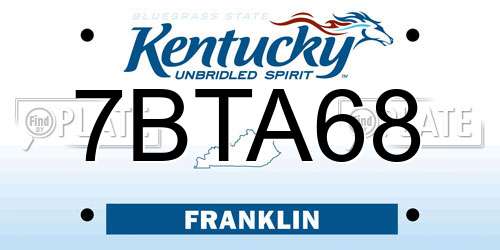 7BTA68 Kentucky License Plate