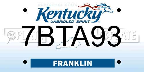 7BTA93 Kentucky License Plate