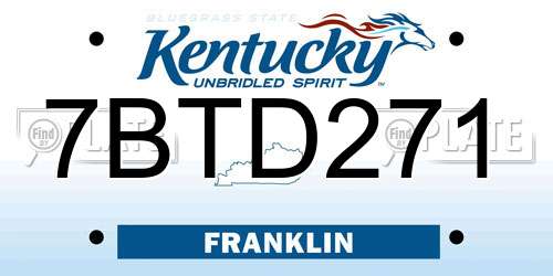 7BTD271 Kentucky License Plate