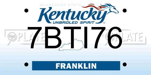7BTI76 Kentucky License Plate