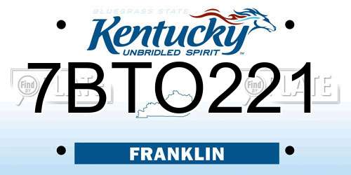 7BTO221 Kentucky License Plate
