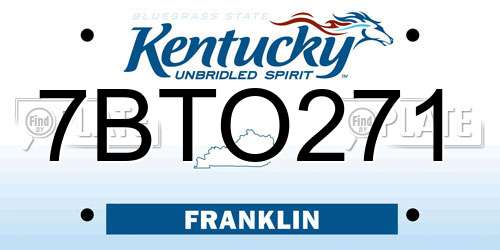 7BTO271 Kentucky License Plate