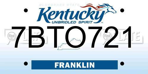7BTO721 Kentucky License Plate