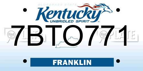 7BTO771 Kentucky License Plate