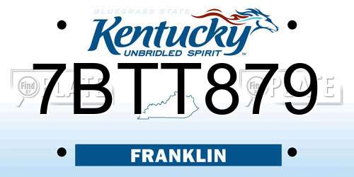 7BTT879 Kentucky License Plate