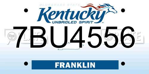 7BU4556 Kentucky License Plate