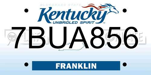 7BUA856 Kentucky License Plate